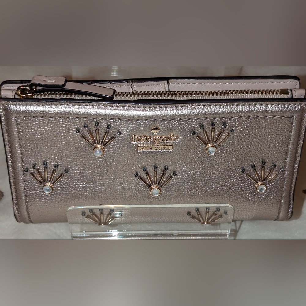 Kate Spade Patterson Drive Embellished Braylon Metallic Gold EUC